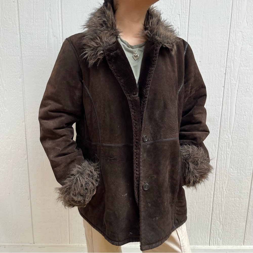 Wilsons Leather Vintage Suede Faux Fur Lined 70s Penny Lane Afgan Jacket
